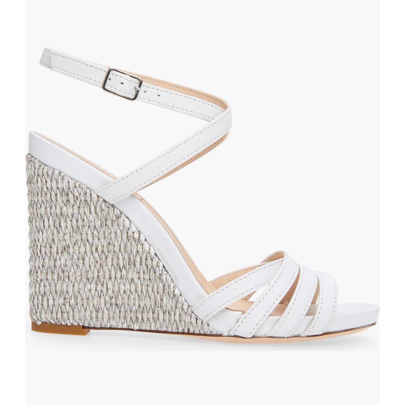 Agl Dora White Wedge Sandals Ankle Strap Leather Size Eu 35.5 Us 5.5